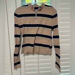 Long sleeve striped quarter zip